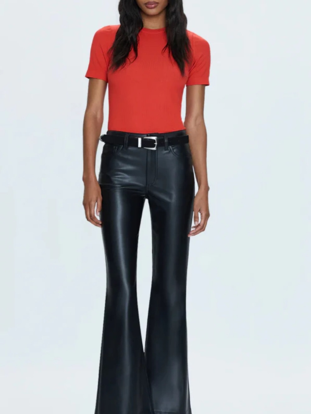 pistola Black Faux Leather Flare Pants